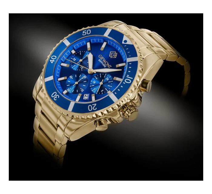 Pánské hodinky Giewont Chronograph Sapphire Gold Blue GW3970-B6 Pánské hodinky Giewont Chronograph Sapphire Gold Blue GW3970-B6