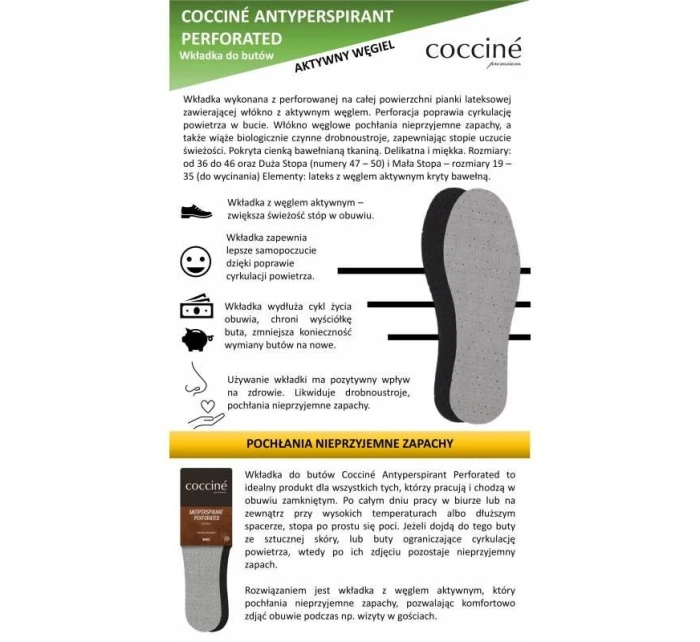 Coccine Antiperspirant Perforované vložky do bot DA0213