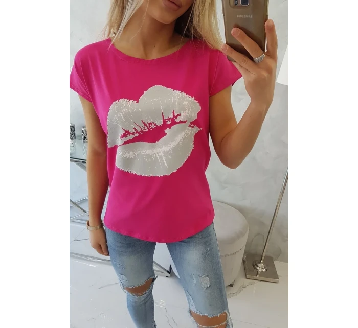 Halenka s potiskem rtů fuchsiová Halenka s potiskem rtů fuchsiová