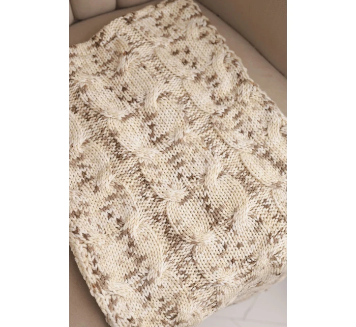 Dámský vlněný melírovaný silný šál na zimu KN24 světlé béžový