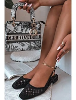 Prodyšné baleríny z eko semiše černé Farivelle