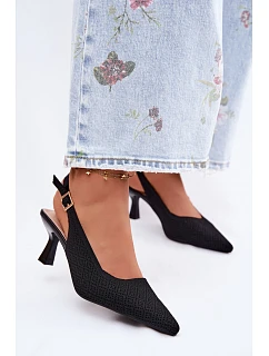 Materiálové sandály na podpatku černé model 22122572 - Boto