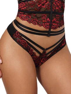 Extravagantní tanga V-10038 černá/červená - Axami