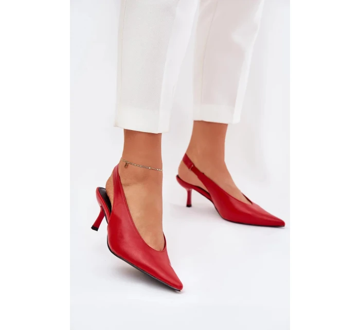 Lodičky s otevřenou patou z eko kůže Aricandia – červené