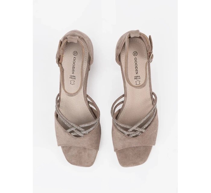 Luxusní dámské hnědé  lodičky na širokém podpatku