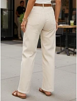 Dámské džíny regular fit s páskem FashionStreet béžová UY3057