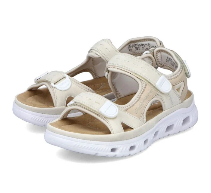 Pohodlné sandály na suchý zip Rieker W RKR691 beige