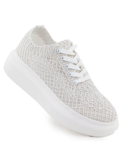 Dámské boty na platformě šněrovací bílé model 22098381 - VINCEZA