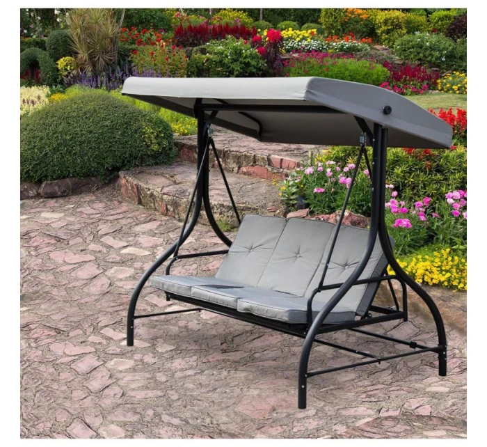 ZAHRADNÍ A BALKONOVÁ HOUPAČKA NINA 3MÍSTNÁ ŠEDÁ