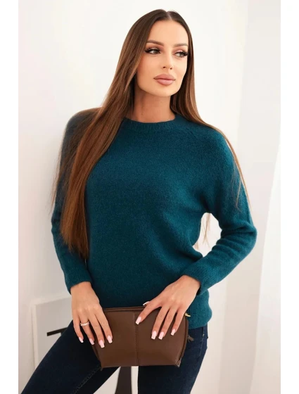 Dámský svetr z baby alpaky s dlouhým rukávem mořský
