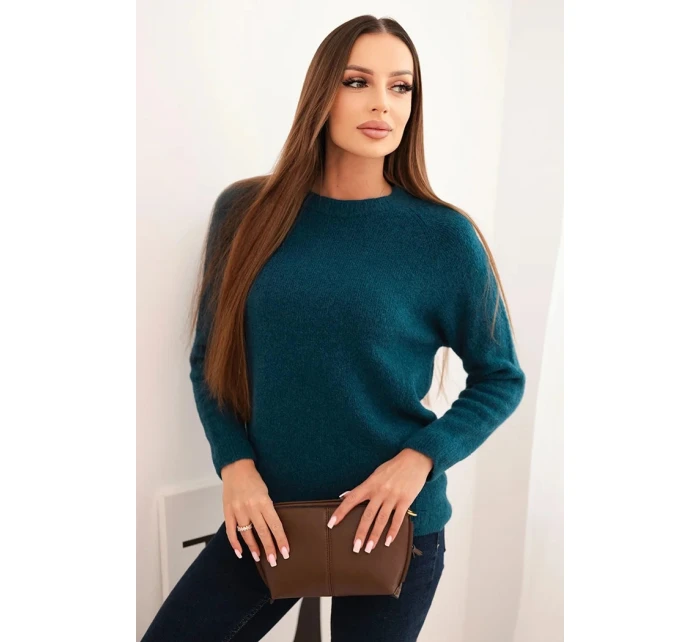 Dámský svetr z baby alpaky s dlouhým rukávem mořský