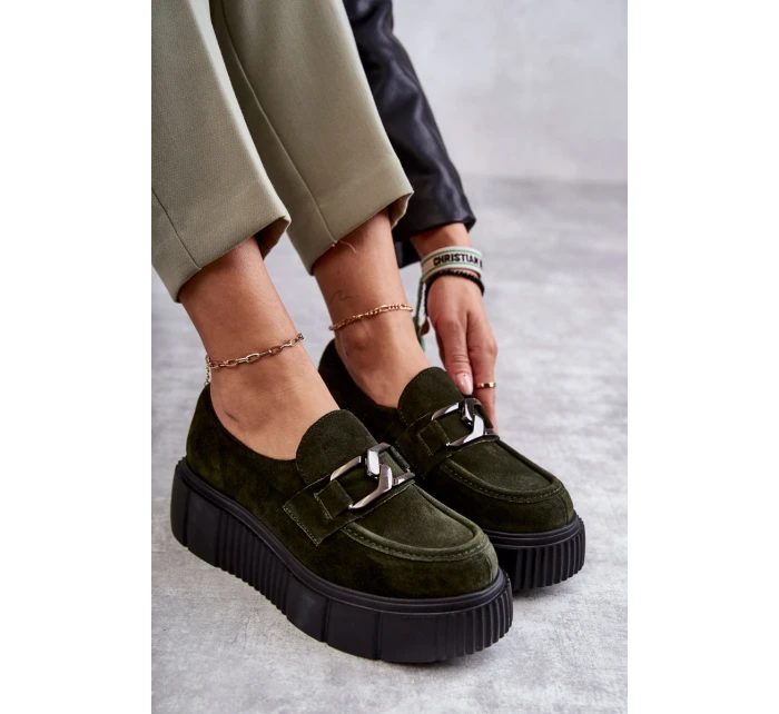 Módní semišové boty na platformě Khaki model 21598683 - Boto