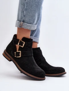 Dámské boty na ploché podrážce s pásky černé model 21647710 - Boto