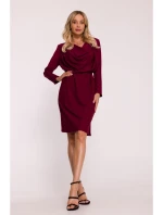 S428 Šaty s výstřihem - bordó S428 Šaty s výstřihem - bordó