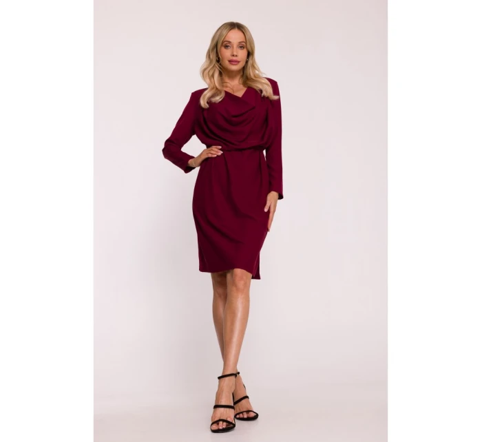 S428 Šaty s výstřihem - bordó S428 Šaty s výstřihem - bordó