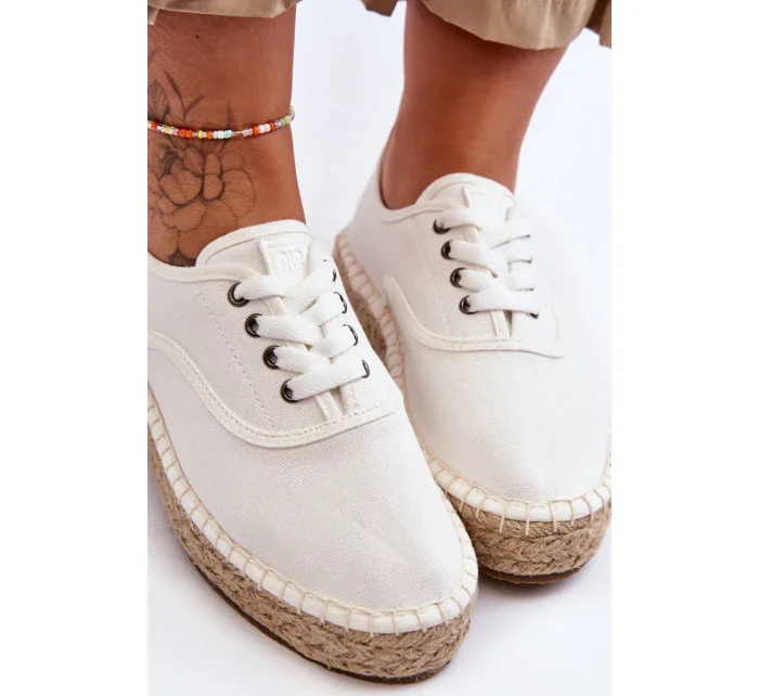 Šněrovací Espadryly Big Star Bílé Šněrovací Espadryly Big Star Bílé