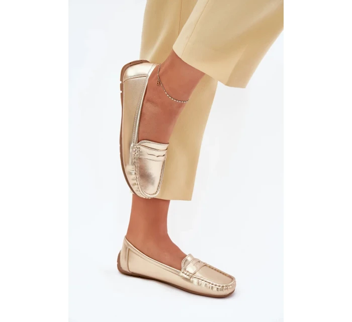Dámské mokasíny z eko kůže model 21834423 – zlaté - Kesi