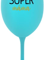 SUPER MÁMA - tyrkysová sklenice na víno 350 ml