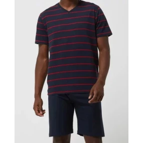 Pánské pyžamo krátké - 56098 4065 - tm.modrá/červená - Bugatti Pánské pyžamo krátké - 56098 4065 - tm.modrá/červená - Bugatti