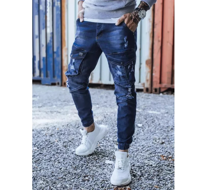 Modré pánské kalhoty FashionStreet UX3284 Modré pánské kalhoty FashionStreet UX3284