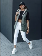 Dámská prošívaná vesta s kapucí GLITZY zelená FashionStreet TY4456