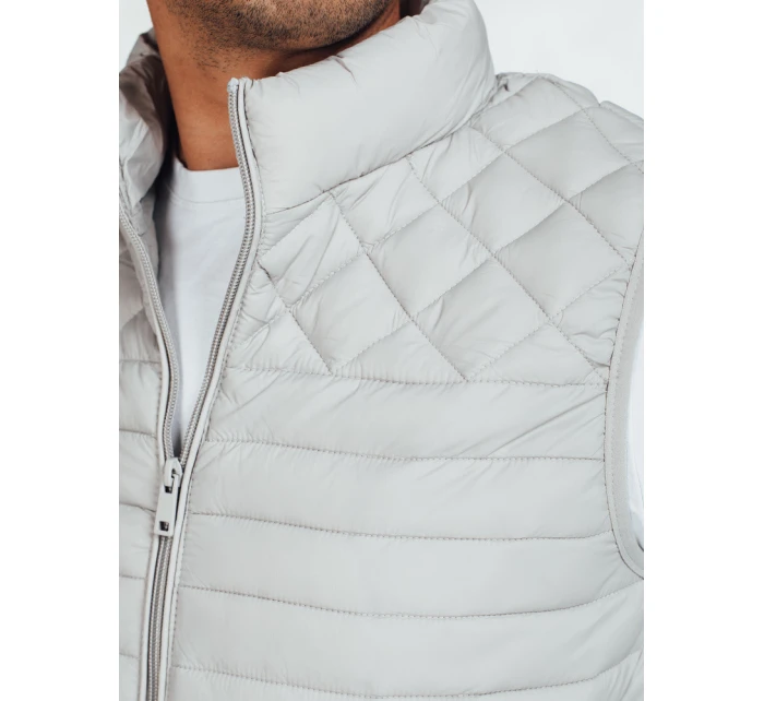 Pánská prošívaná vesta světle šedá model 21991556 - Dstreet Pánská prošívaná vesta světle šedá model 21991556 - Dstreet