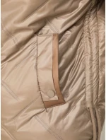 Kurtka damska pikowana lekko ocieplana z kapturem taupe TY5633