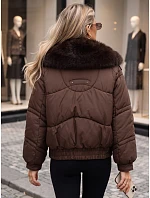 Dámská zimní prošívaná bunda s kožešinou, hnědá, FashionStreet TY6006 Dámská zimní prošívaná bunda s kožešinou, hnědá, FashionStreet TY6006