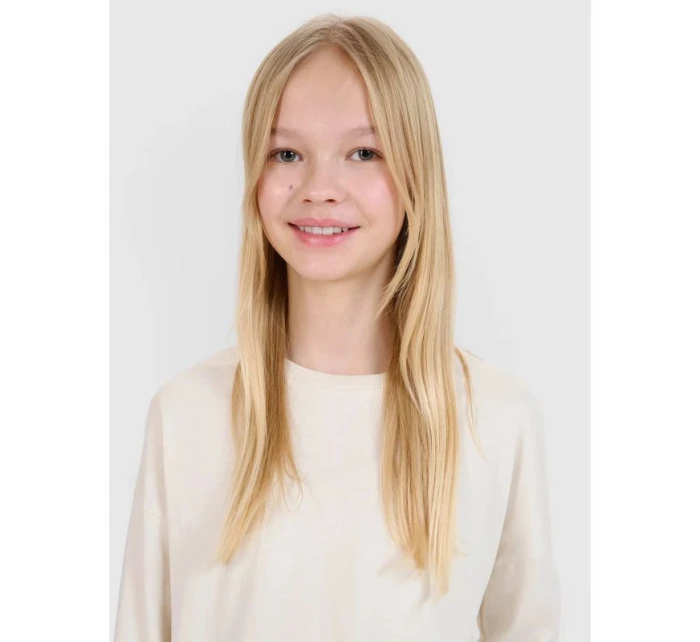 Dívčí oversize hladký rukáv s dlouhým rukávem 4F 4FJWSS25TLONF377-12S