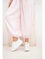 Dámské široké kalhoty s gumou v pase a šňůrkou ve stylu model 22064407 bonbónově růžová - K-Fashion Dámské široké kalhoty s gumou v pase a šňůrkou ve stylu model 22064407 bonbónově růžová - K-Fashion