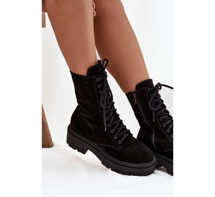 Dámské workery z přírodní semišové kůže vyhřívané model 21712908 Černé - Zazoo