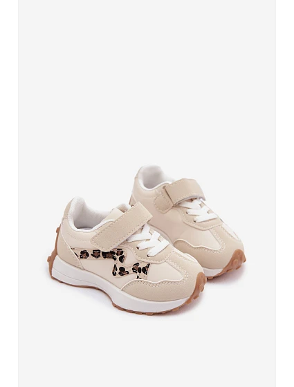 Dětské tenisky Sportovní boty na suchý zip Leopardí vzor Béžové model 22220548 - Boto Dětské tenisky Sportovní boty na suchý zip Leopardí vzor Béžové model 22220548 - Boto