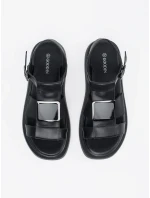 Módní  sandály dámské černé bez podpatku