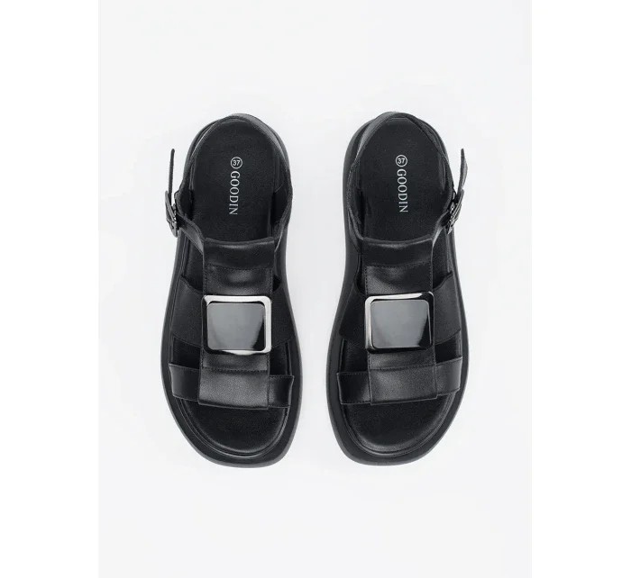 Módní  sandály dámské černé bez podpatku