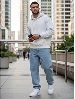 Pánská klokaní mikina s kapucí světle šedá FashionStreet BX5950