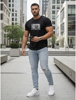 Tshirt męski z nadrukiem czarny model 22136448 - FashionStreet