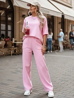 Dámská tepláková souprava s krátkým rukávem růžová FashionStreet AY1168