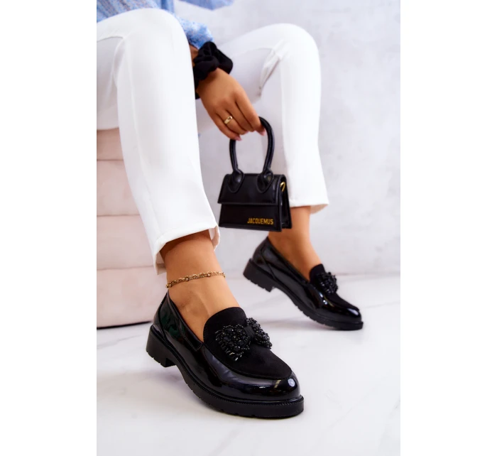 Elegantní Lakované Mokasíny Loafery Černé S.Barski HY51-318 Belize