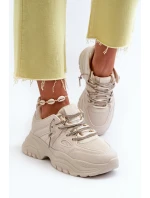 Dámské tenisky na masivní podrážce s ozdobným šněrováním béžové Relissa