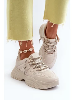 Dámské tenisky na masivní podrážce s ozdobným šněrováním béžové Relissa