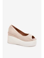 Dámské Sandály Na Klínu A Platformě Světle Béžové Felyra