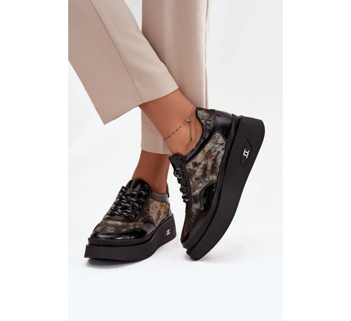 Kožené šněrovací dámské polobotky na platformě model 21710384 - Artiker