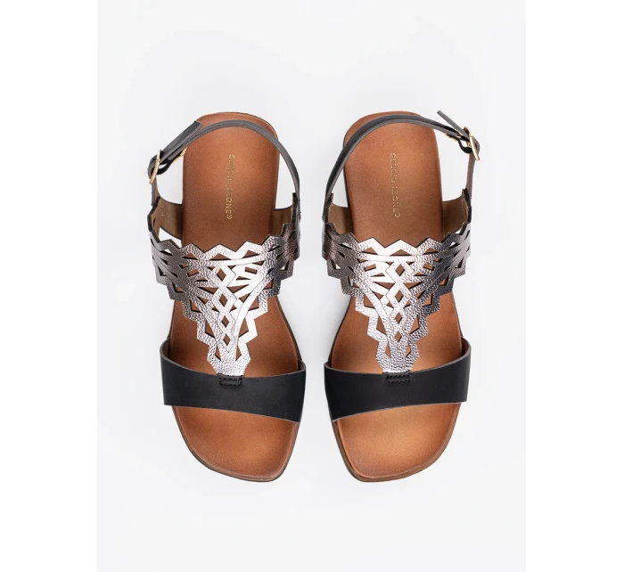 Trendy černé dámské  sandály bez podpatku