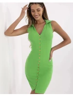 Zelené dámské tužkové šaty se zlatými knoflíky (7803)