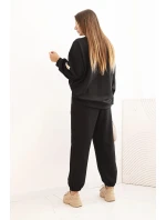 Dámský set máslový s volnou mikinou a kalhotami s nápisem LOVE černý Dámský set máslový s volnou mikinou a kalhotami s nápisem LOVE černý