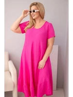Dámské šaty plus size s krátkým rukávem a volánem z lehké viskózy fuchsiová Dámské šaty plus size s krátkým rukávem a volánem z lehké viskózy fuchsiová