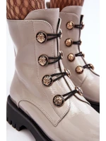 Dámské zateplené boty s ozdobnými knoflíky D&A MR870-51 Světle béžová