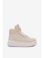 Vysoké dámské sneakers na platformě béžové model 21693386 - EVENTO