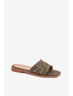 Zdobené Pantofle Na Plochém Podpatku Zelené model 21699501 - Boto