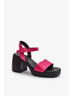 Zazoo Dámské kožené sandály na bloku fuchsie Zazoo Dámské kožené sandály na bloku fuchsie